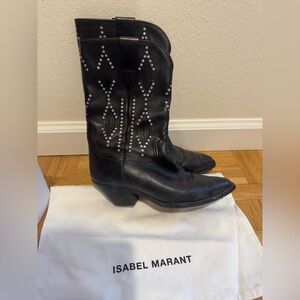 Isabel Marant Duerto Boots Black Leather with Studs